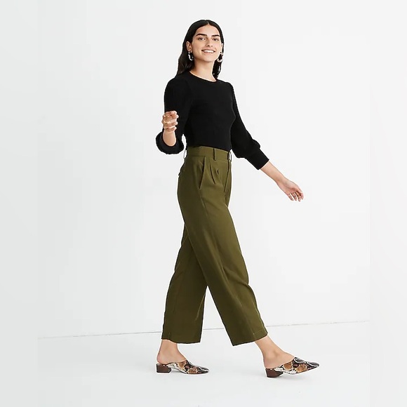 NEW Madewell Drapey Pleated Wide Leg Pants Kale Size 4 - Picture 3 of 7